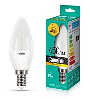 Лампа светодиодная LEDRB/5-C35/830/E14 5Вт 220В LED-M C37 3000К E14 Camelion 15049