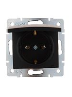 Механизм розетки 1-м СП KARINA с защ. крышкой термопласт с заземл. черн. бархат LEZARD 707-4288-123B