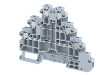 Клемма проходная винтовая 2,5 мм2, трехуровневая, на 6 подключений, хаки TQ2.5-3T+WOE-KHAKHI | код 1202540006 | Elmex