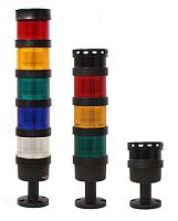 Светосигнальная колонна d=70мм, светодиод, стойка 55мм, основание d=70мм,постоянное свечение, зуммер, цвет: красный, желтый, зеленый, ,белый, 24VDC, IP65, кабель 0,5м | код TL70B-024-RYGW-55 | INNOCONT