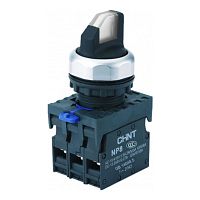 Переключатель подсвет. NP8-11XD/211, 2 полож. фикс., белый, AC110-230В(LED), 1НО+1НЗ, IP65 (R) | код 667552 | CHINT