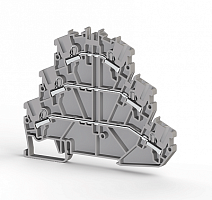 307 529, Клеммник 3-х ярусный пруж.быстрозажимной (Push in), 2,5 мм.кв., с диодом, направление диода B, (серый), PYK 2,5-3FD-B | код 0.0.0.3.07529 | KLEMSAN