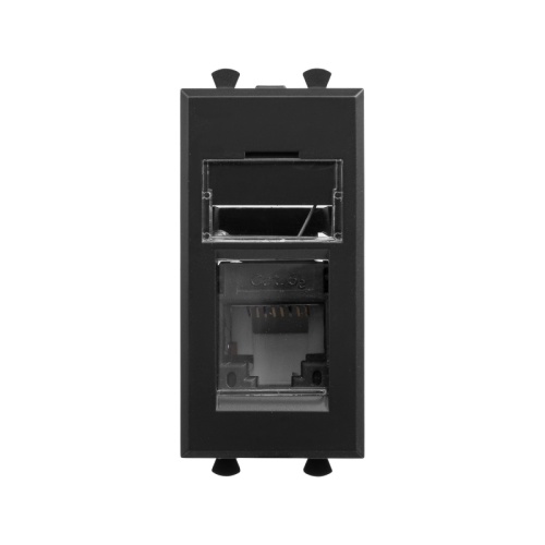 Компьютерная розетка RJ-45 модульная, кат.5е, Avanti, Черный матовый, 1 модуль | код 4412461 | DKC