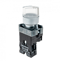 Переключатель с LED подсветкой, 220V AC/DC, прозрачный, 2 полож. 1NO, фикс., мет. MTB2-BK2763 | код 58218 | MEYERTEC