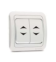 Mimoza Выключатель двухклавишный проходной белый (12026)