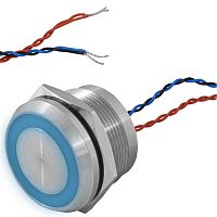 Кнопка пьезо с подсветкой, с фиксацией RUICHI RPS25ZE/B on-off, М25, IP68, нержавеющая сталь | код 114236 | Ruichi