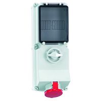 Розетка настенная с выкл + окно 16А 5р 400v 6hIP44 17056 | код 17056 | Bals