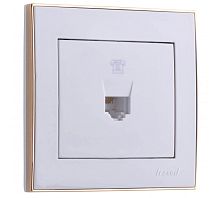 Розетка RAIN телефонная евро белая с боковой вставкой золото | код 703-0226-137 | Lezard