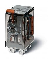 Миниатюрное силовое электромеханическое реле, монтаж в розетку или наконечники Faston (4.8х0.5мм), 2CO 12A, контакты AgNi, катушка 24В DC, степень защиты RTI, опции: LED + диод | код 563290240080 | FINDER