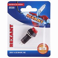 Выключатель-кнопка 250V 1А (2с) ON-OFF красная (PBS-11А) REXANT (блистер) | код 06-0314-A | REXANT