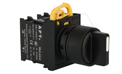 Переключатель PB3E, черный, I->0<-II, возврат, 2NO, 6A 230VAC/24VDC, без подсветки, 22mm, IP65 | код PB3E-X30S20S/K00ffu | АРТ