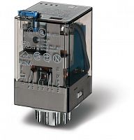 Универсальное электромеханическое реле, монтаж в розетку 11-штырьковый разъем, 3CO 10A, контакты AgNi+Au, катушка 125В AC, степень защиты RTI, опции: кнопка тест + LED | код 601381255050 | FINDER