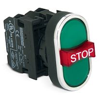 B121B30YY Кнопка тройная с аварийной кнопкой STOP зелёная | код B121B30YY | EMAS