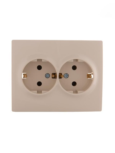Розетка 2-м СП KARINA термопласт с заземл. крем. LEZARD 707-0300-127B
