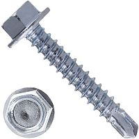Саморез 4,2х32 DIN7504K с шестигранной головкой с пресс-шайбой с буром на конце оцинкованная сталь | код 2718 | Партнер