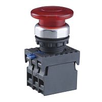 Кнопка упр. Грибок ?60мм NP8-11MD/24 подсвет., самовозв., красн., AC110-230В, 1НО+1НЗ, IP65 (R) | код 667631 | CHINT