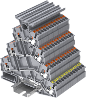 TPFS2.5-2T-GY Клемма TP 4-уровневая, угловая с держателем маркировки, с заземл., Push-in, сеч.2.5мм2, сер., шт | код TPFS2.5-2T-GY | SUPU