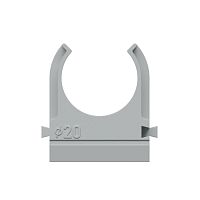 Держатель для труб (клипса) KM-KK-20 d20мм пластик сер. (уп. 100шт) КМ LO67225