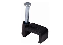 Скоба 12мм плоская пластиковая -черная HLT | код 084-07-137 | HLT