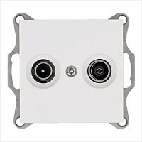 Розетка телевизионная оконечная TV + FM 2-м Ф9.5мм механизм бел. глянцевый Jasmart G6204W