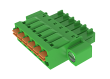 MC-RF3.81H06P-K Клемма MC, шаг 3,81мм, 6 конт., пруж заж., с винт., зел., шт | код MC-RF3.81H06P-K | SUPU