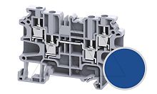 Клемма проходная CY4/4BU /6x69,7mm, винтовая, 4 присоед., 4(max 6)mm2, 32A, 500V, синяя | код CY4/4BU | Connectwell