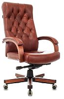 Кресло руководителя Бюрократ T-9928WALNUT светло-коричневый Leather Eichel кожа крестов. металл/дерево | код 1545726 | БЮРОКРАТ