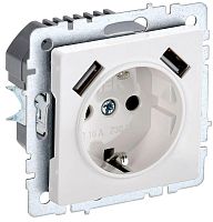 Розетка BRITE РЮш10-1-БрБ 16А с USB A+A 2.1А с заземл. защ. шторки бел. | код. BR-R14-16-U21-D21-K01 | IEK