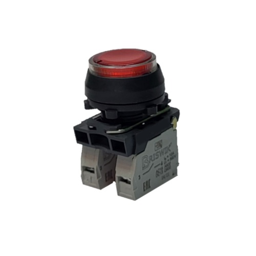 Выключатель Briswik КЕ 171/1м -Л 24В красный 2но+0нз цилиндр с подсветкой IP66 УХЛ2 10А | код aZ-EB-6Ai-3222 | Briswik