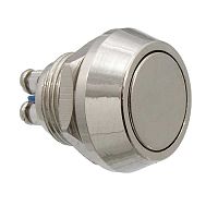 Кнопка антивандальная без подсветки RUICHI PBS-28B-2, М12, IP65, 36 В, никелированная латунь | код 88423 | Ruichi